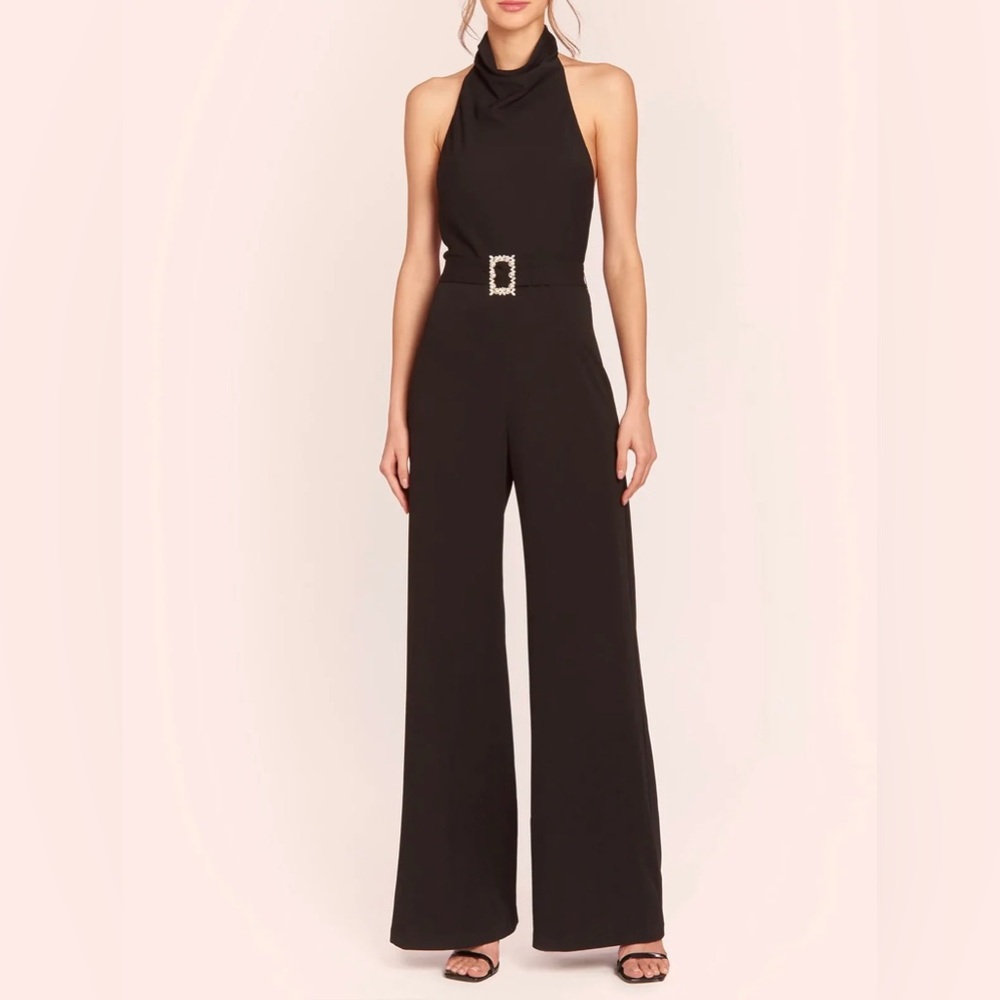 Amanda Upritchard Samba black halter open back wide leg jumpsuit - Picture 10 of 11